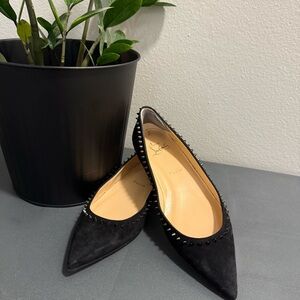 Christian Louboutin Black Studded Flats